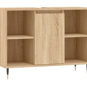 Badkamerkast 80x33x60 cm bewerkt hout sonoma eikenkleurig Badkamerkast 80x33x60 cm bewerkt hout sonoma eikenkleurig