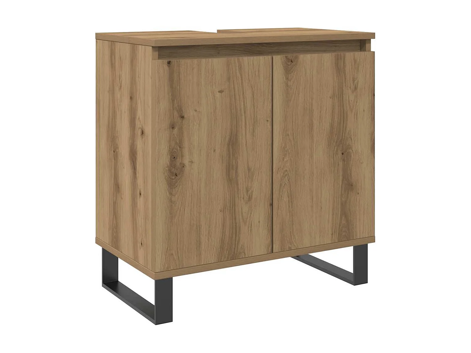 Badkamerkast 58x33x60 cm bewerkt hout artisanaal eikenkleurig