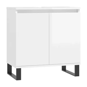 Badkamerkast 58x33x60 cm bewerkt hout hoogglans wit Badkamerkast 58x33x60 cm bewerkt hout hoogglans wit