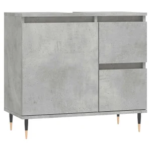 Badkamerkast 65x33x60 cm bewerkt hout betongrijs Badkamerkast 65x33x60 cm bewerkt hout betongrijs