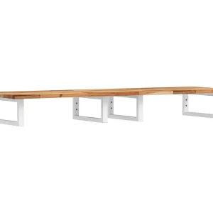 Badkamer wandschap staal en massief acaciahout Badkamer wandschap staal en massief acaciahout