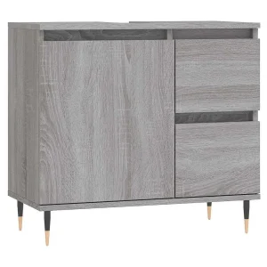 Badkamerkast 65x33x60 cm bewerkt hout grijs sonoma eikenkleurig Badkamerkast 65x33x60 cm bewerkt hout grijs sonoma eikenkleurig