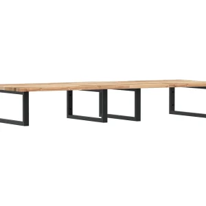 Badkamer wandschap staal en massief acaciahout Badkamer wandschap staal en massief acaciahout
