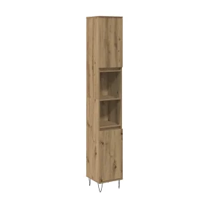 Badkamerkast 30x30x190 cm bewerkt hout artisanaal eikenkleurig Badkamerkast 30x30x190 cm bewerkt hout artisanaal eikenkleurig