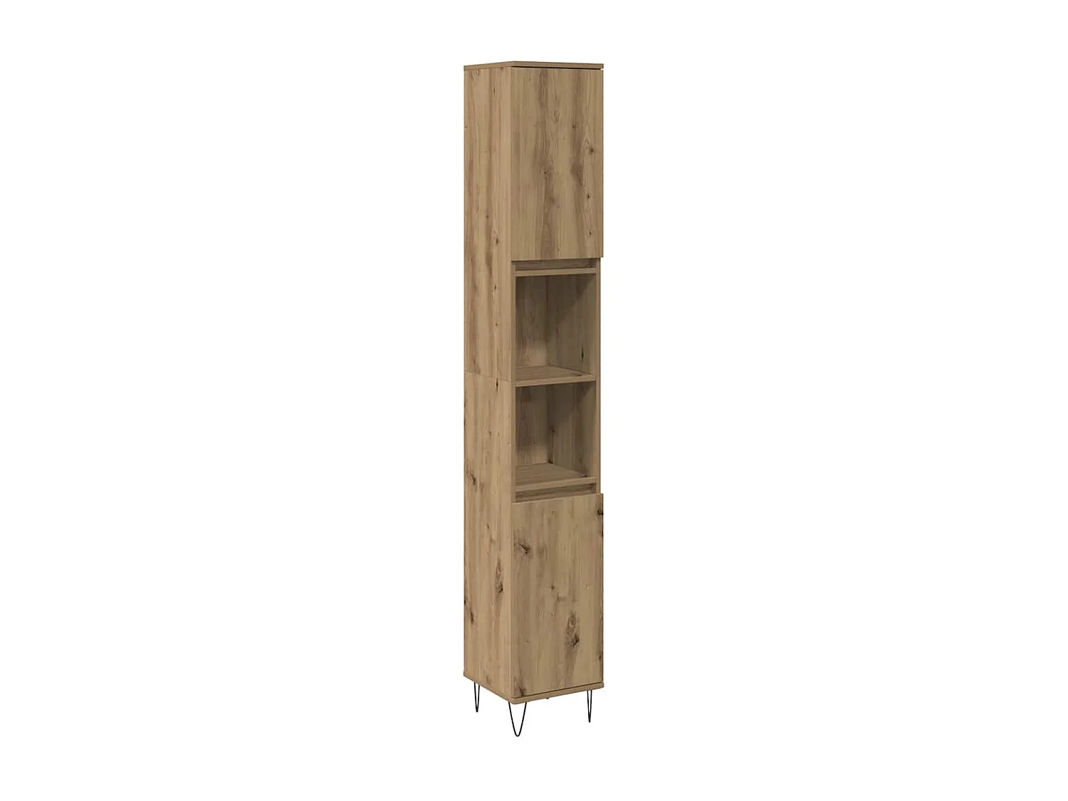 Badkamerkast 30x30x190 cm bewerkt hout artisanaal eikenkleurig
