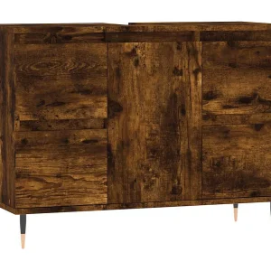 Badkamerkast 80x33x60 cm bewerkt hout gerookt eikenkleurig Badkamerkast 80x33x60 cm bewerkt hout gerookt eikenkleurig