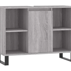 Badkamerkast 80x33x60 cm bewerkt hout grijs sonoma eikenkleurig Badkamerkast 80x33x60 cm bewerkt hout grijs sonoma eikenkleurig