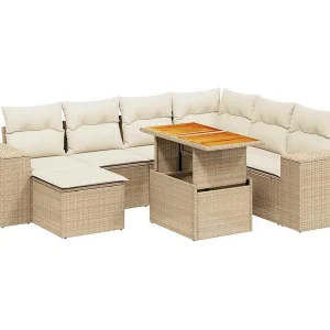 8-delige Loungeset met kussens poly rattan beige 8-delige Loungeset met kussens poly rattan beige