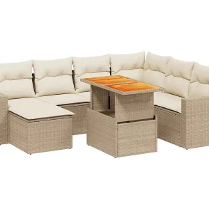 8-delige Loungeset met kussens poly rattan beige 8-delige Loungeset met kussens poly rattan beige