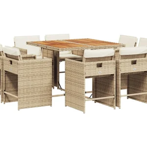 9-delige Tuinset met kussens poly rattan beige 9-delige Tuinset met kussens poly rattan beige