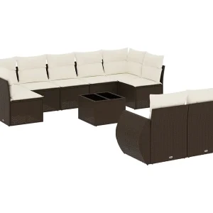 10-delige Loungeset met kussens poly rattan bruin 10-delige Loungeset met kussens poly rattan bruin