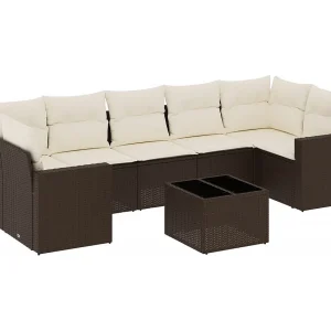 8-delige Loungeset met kussens poly rattan bruin 8-delige Loungeset met kussens poly rattan bruin