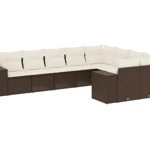 9-delige Loungeset met kussens poly rattan bruin 9-delige Loungeset met kussens poly rattan bruin