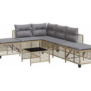 3-delige Loungeset met kussens poly rattan gemengd beige 3-delige Loungeset met kussens poly rattan gemengd beige