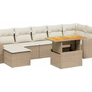 8-delige Loungeset met kussens poly rattan beige 8-delige Loungeset met kussens poly rattan beige