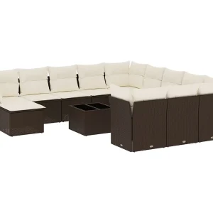 13-delige Loungeset met kussens poly rattan bruin 13-delige Loungeset met kussens poly rattan bruin