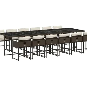 13-delige Tuinset met kussens poly rattan bruin 13-delige Tuinset met kussens poly rattan bruin
