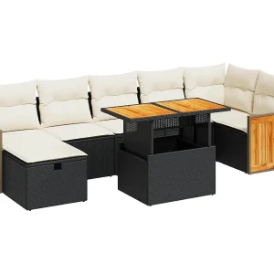 5-delige Loungeset met kussens poly rattan zwart 5-delige Loungeset met kussens poly rattan zwart