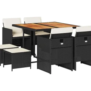 9-delige Tuinset poly rattan zwart 9-delige Tuinset poly rattan zwart