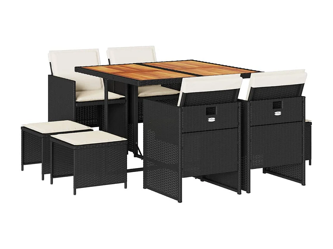 9-delige Tuinset poly rattan zwart