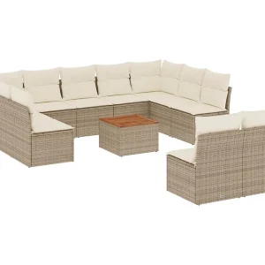 12-delige Loungeset met kussens poly rattan beige 12-delige Loungeset met kussens poly rattan beige