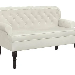 Bankje met rugleuning 119,5×64,5×75 cm fluweel crèmekleurig Bankje met rugleuning 119,5×64,5×75 cm fluweel crèmekleurig