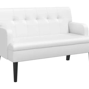 Bankje met rugleuning 112×65,5×75 cm kunstleer wit Bankje met rugleuning 112×65,5×75 cm kunstleer wit