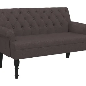 Bankje met rugleuning 120x62x75,5 cm stof donkerbruin Bankje met rugleuning 120x62x75,5 cm stof donkerbruin