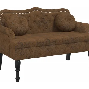 Bank met kussens bruin 120,5x65x75 cm kunstsuède Bank met kussens bruin 120,5x65x75 cm kunstsuède