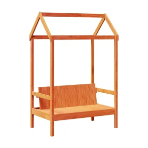 Bank met dak 117,5x70x176,5 cm massief grenenhout wasbruin Bank met dak 117,5x70x176,5 cm massief grenenhout wasbruin