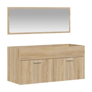 Badkamerkast met spiegel bewerkt hout sonoma eikenkleurig Badkamerkast met spiegel bewerkt hout sonoma eikenkleurig