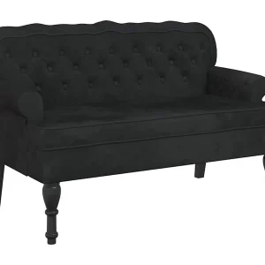 Bank met rugleuning zwart 119,5×64,5×75 cm fluweel