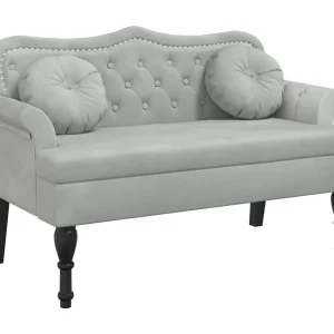 Bank met kussens lichtgrijs 120,5x65x75 cm fluweel Bank met kussens lichtgrijs 120,5x65x75 cm fluweel