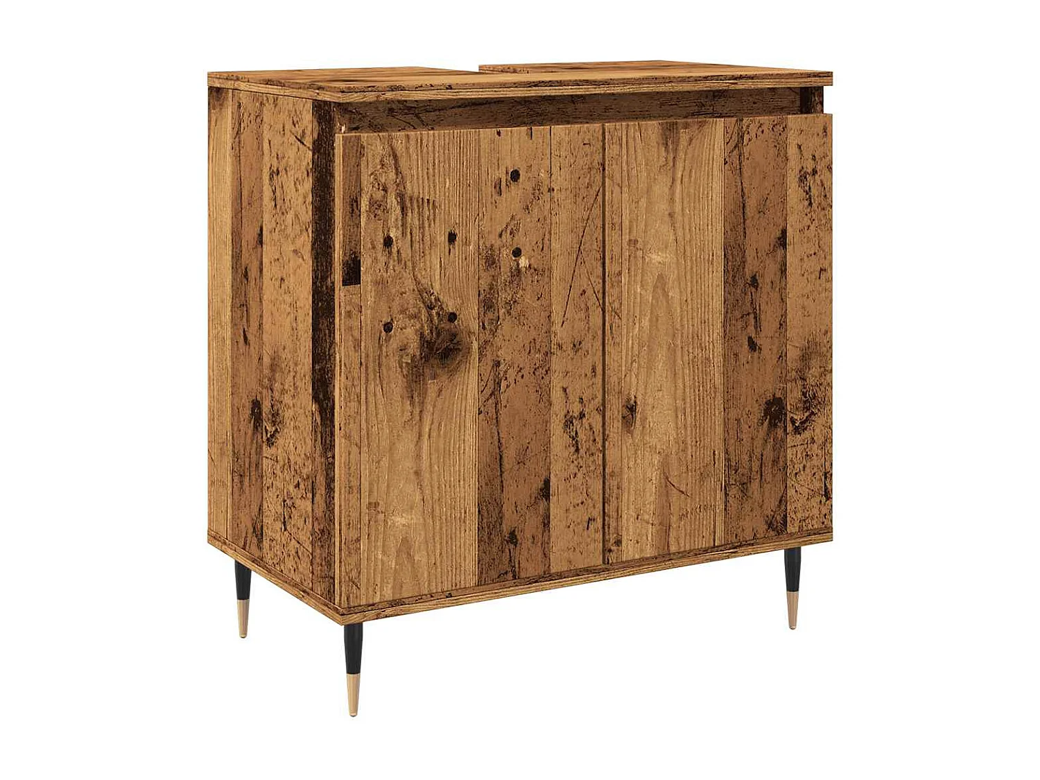 Badkamerkast 58x33x60 cm bewerkt hout oud houtkleurig