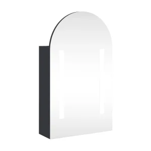 Badkamerkast met spiegel en LED gebogen 42x13x70 cm grijs Badkamerkast met spiegel en LED gebogen 42x13x70 cm grijs