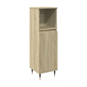 Badkamerkast 30x30x100 cm bewerkt hout sonoma eikenkleurig