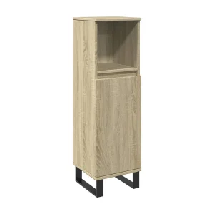 Badkamerkast 30x30x100 cm bewerkt hout sonoma eikenkleurig
