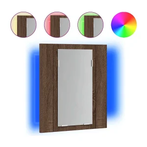 Badkamerspiegelkast LED 40x12x45 cm bewerkt hout bruineiken