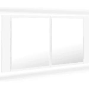 Badkamerkast met spiegel en LED 90x12x45 cm acryl wit Badkamerkast met spiegel en LED 90x12x45 cm acryl wit