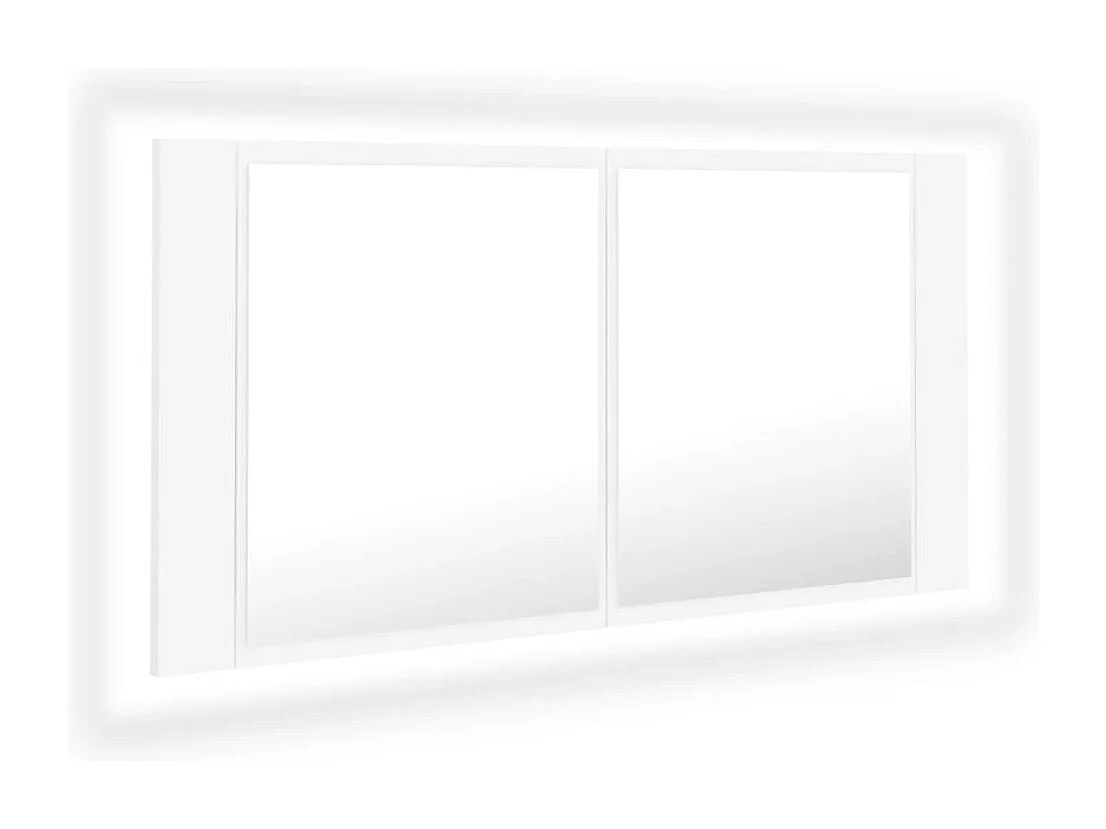 Badkamerkast met spiegel en LED 90x12x45 cm acryl wit
