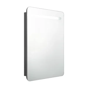 Badkamerkast met spiegel en LED 60x11x80 cm grijs