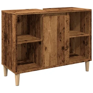 Badkamerkast 80x33x60 cm bewerkt hout oud houtkleurig Badkamerkast 80x33x60 cm bewerkt hout oud houtkleurig