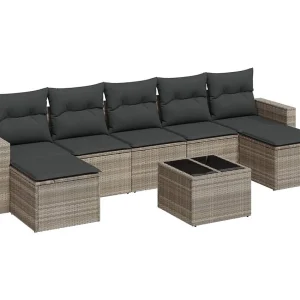 8-delige Loungeset met kussens poly rattan lichtgrijs 8-delige Loungeset met kussens poly rattan lichtgrijs