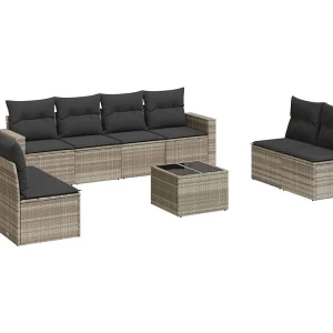 9-delige Loungeset met kussens poly rattan lichtgrijs 9-delige Loungeset met kussens poly rattan lichtgrijs