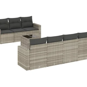 8-delige Loungeset met kussens poly rattan lichtgrijs 8-delige Loungeset met kussens poly rattan lichtgrijs