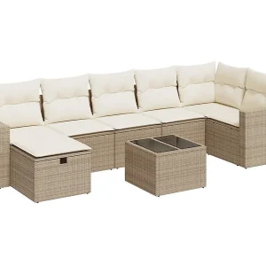 8-delige Loungeset met kussens poly rattan beige 8-delige Loungeset met kussens poly rattan beige