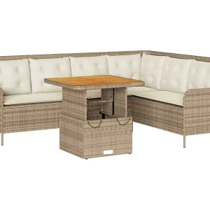 2-delige Loungeset met kussens poly rattan beige 2-delige Loungeset met kussens poly rattan beige