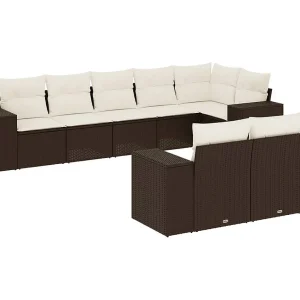 8-delige Loungeset met kussens poly rattan bruin 8-delige Loungeset met kussens poly rattan bruin
