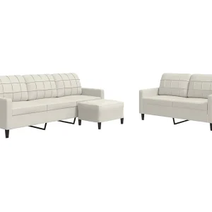 3-delige Loungeset met kussens fluweel crèmekleurig 3-delige Loungeset met kussens fluweel crèmekleurig