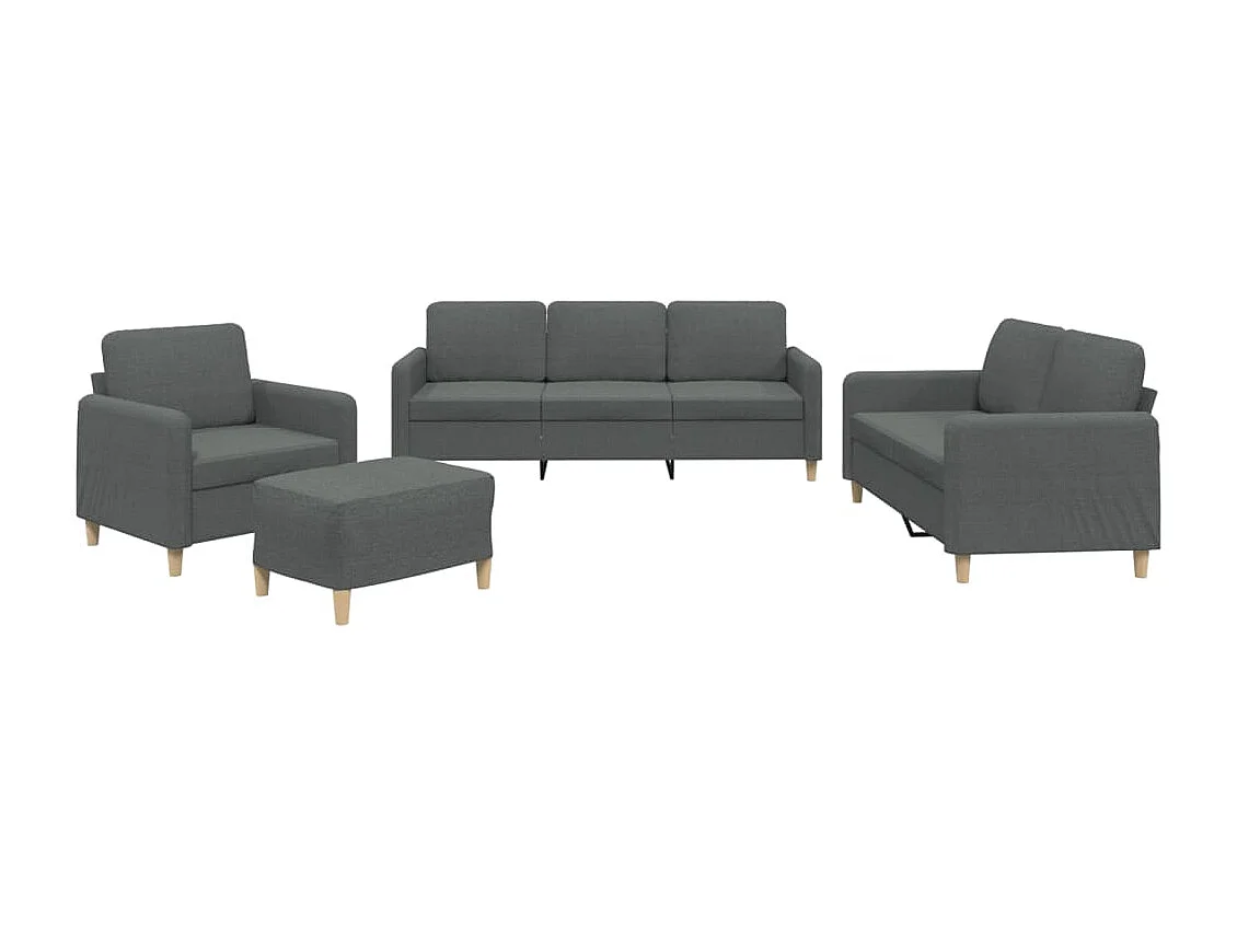 4-delige Loungeset met kussens stof donkergrijs